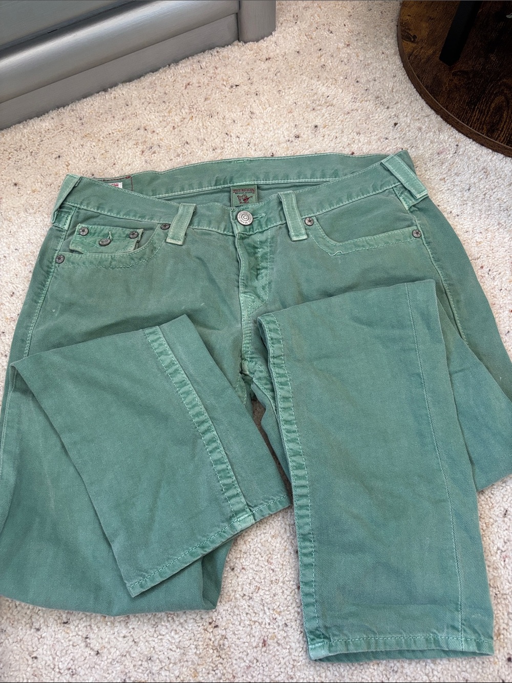 True Religion Men’s Sage Green Straight-Leg Jeans